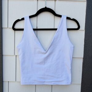 ReoRia White Double Lined V-Neck Crop Top Tank